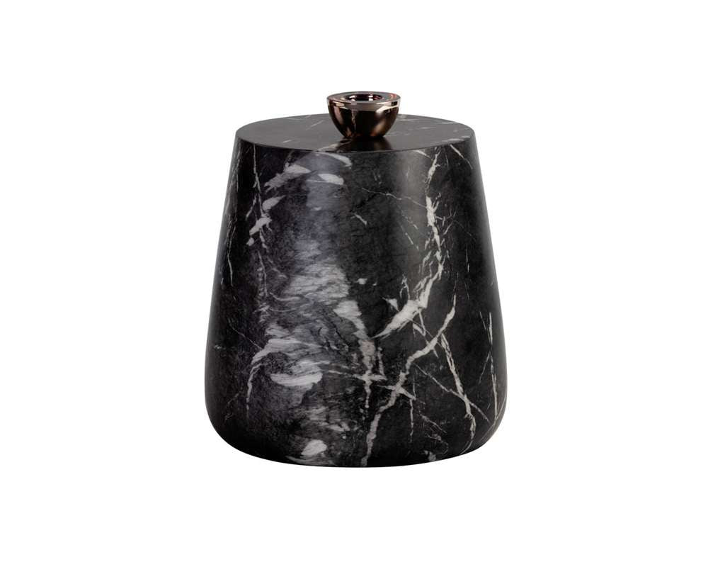 Sunpan - Solterra Aries Side Table - Marble Look - Black - 106403 veiw 1
