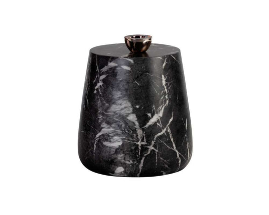 Sunpan - Solterra Aries Side Table - Marble Look - Black - 106403 veiw 1