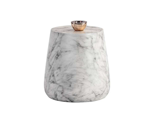Sunpan - Solterra Aries Side Table - Marble Look - White - 106402 veiw 1