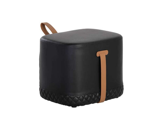 Sunpan - Ikon Axio Ottoman - Napa Black / Napa Cognac - 106070 veiw 1