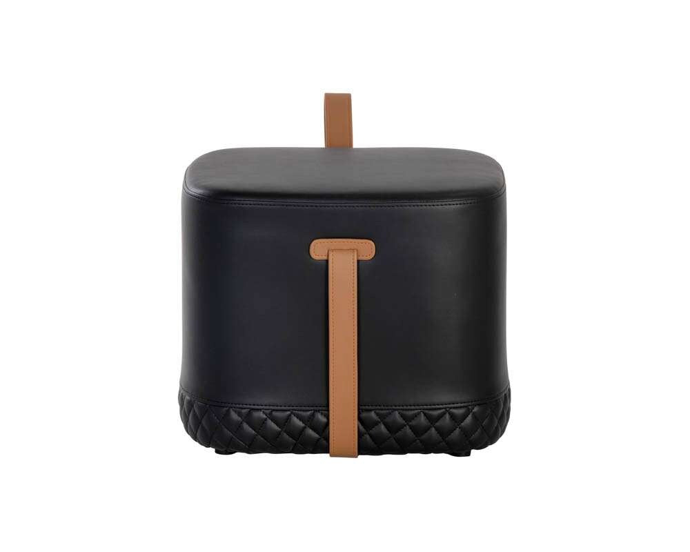 Sunpan - Ikon Axio Ottoman - Napa Black / Napa Cognac - 106070 veiw 3