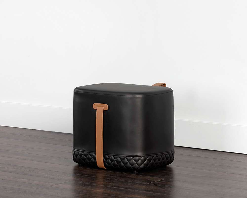 Sunpan - Ikon Axio Ottoman - Napa Black / Napa Cognac - 106070 veiw 4