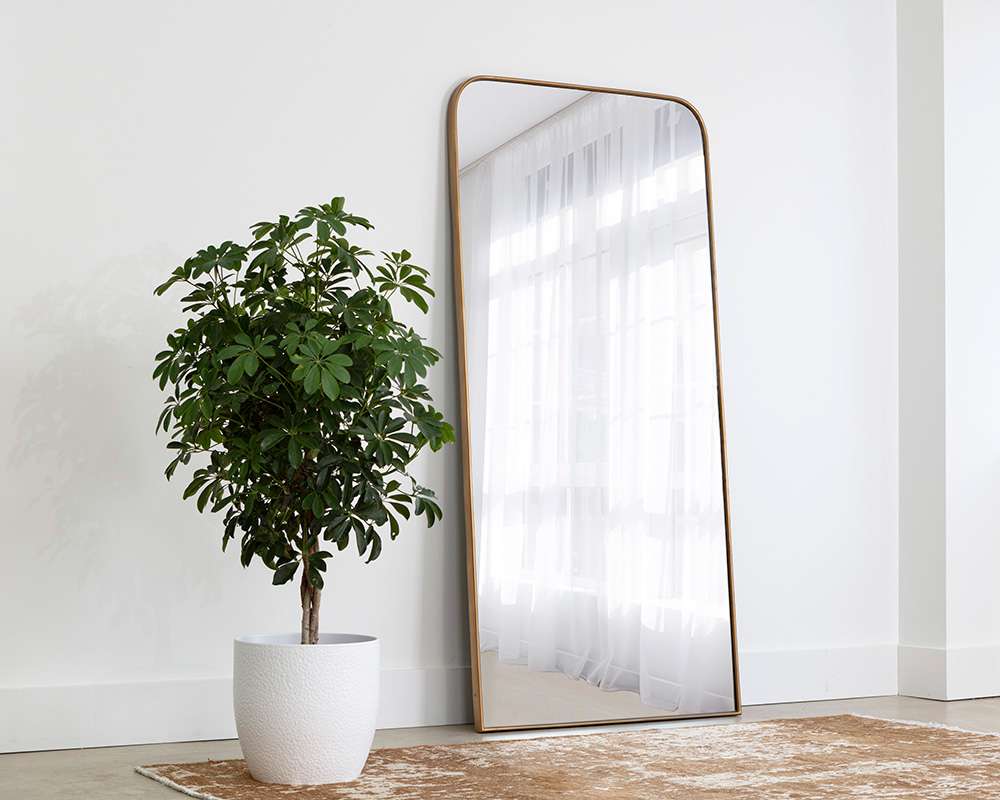 Sunpan - Calabasas Floor Mirror - Brass - 106554 veiw 3