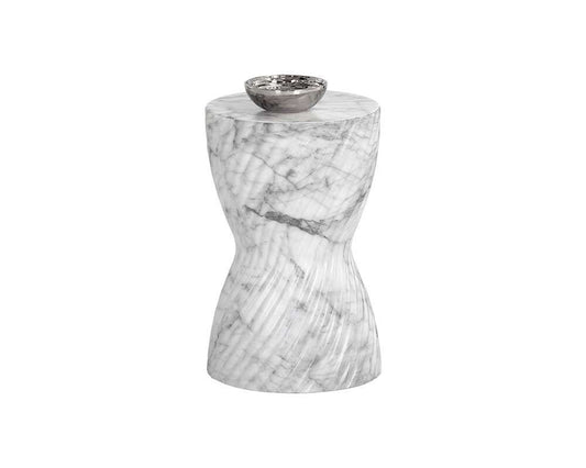 Sunpan - MIXT Cara End Table - Marble Look - White - 106774 veiw 1