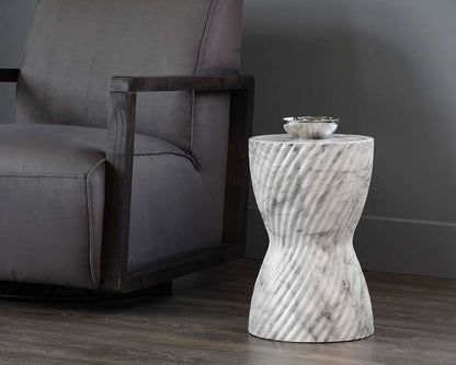 Sunpan - MIXT Cara End Table - Marble Look - White - 106774 veiw 4