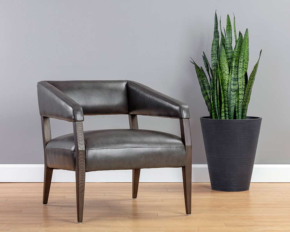 Sunpan - Westport Carlyle Lounge Chair - Brentwood Charcoal Leather - 110530 veiw 5