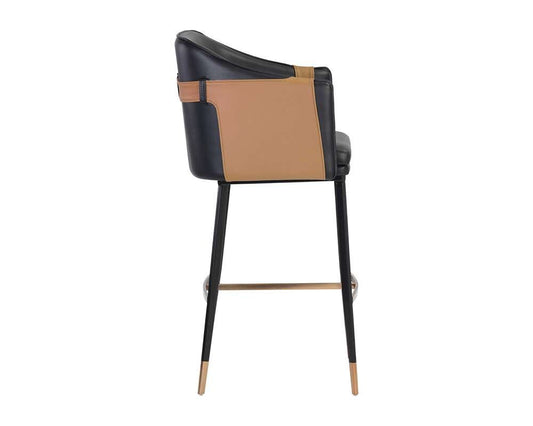 Sunpan - Ikon Carter Barstool - Napa Black / Napa Cognac - 106432 veiw 2