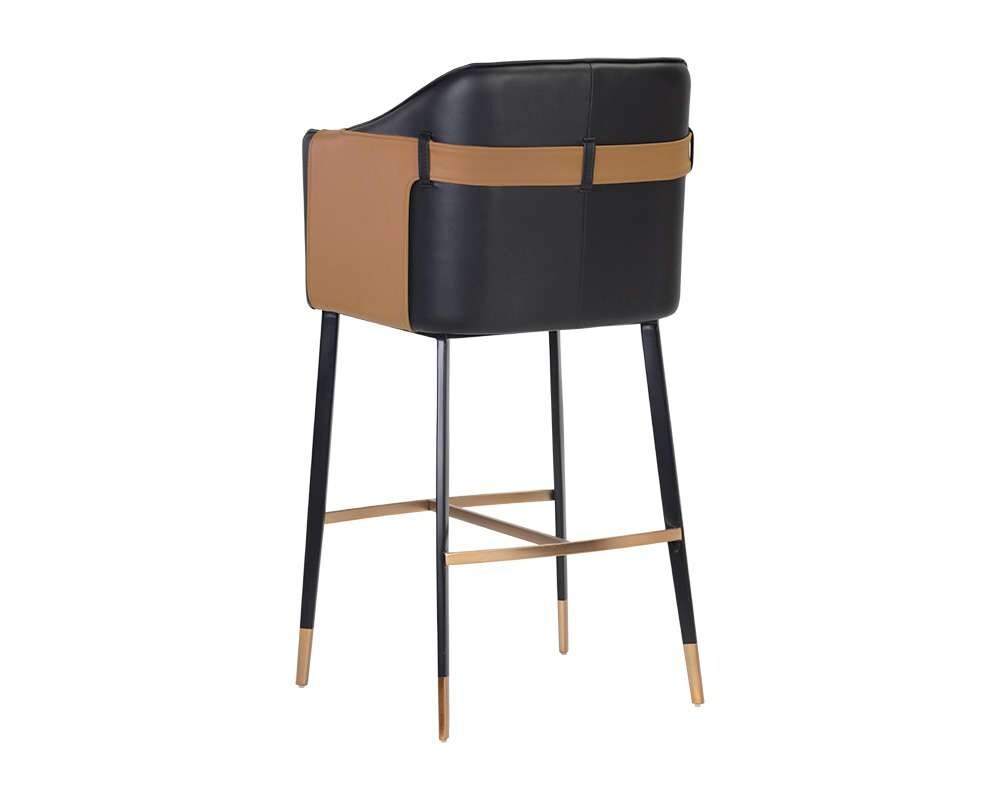 Sunpan - Ikon Carter Barstool - Napa Black / Napa Cognac - 106432 veiw 3