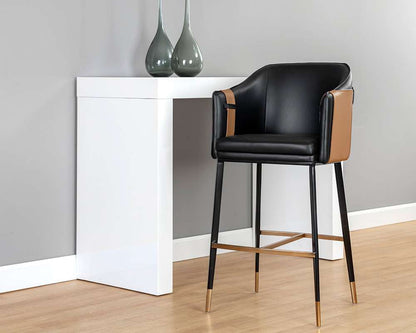 Sunpan - Ikon Carter Barstool - Napa Black / Napa Cognac - 106432 veiw 4