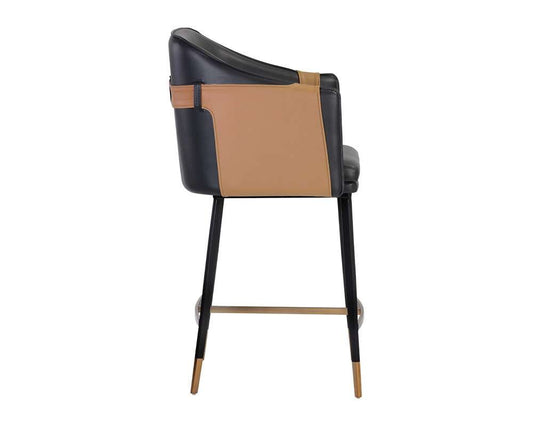 Sunpan - Ikon Carter Counter Stool - Napa Black / Napa Cognac - 106684 veiw 2