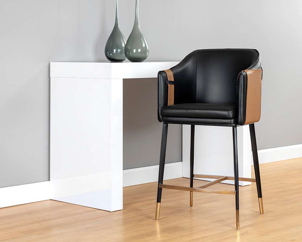 Sunpan - Ikon Carter Counter Stool - Napa Black / Napa Cognac - 106684 veiw 4