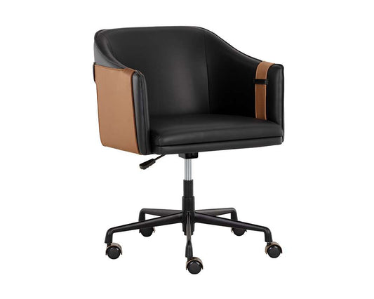 Sunpan - Ikon Carter Office Chair - Napa Black / Napa Cognac - 108757 veiw 1