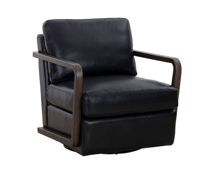 Sunpan - Westport Castell Swivel Lounge Chair - Brown - Cortina Black Leather - 111248 veiw 1