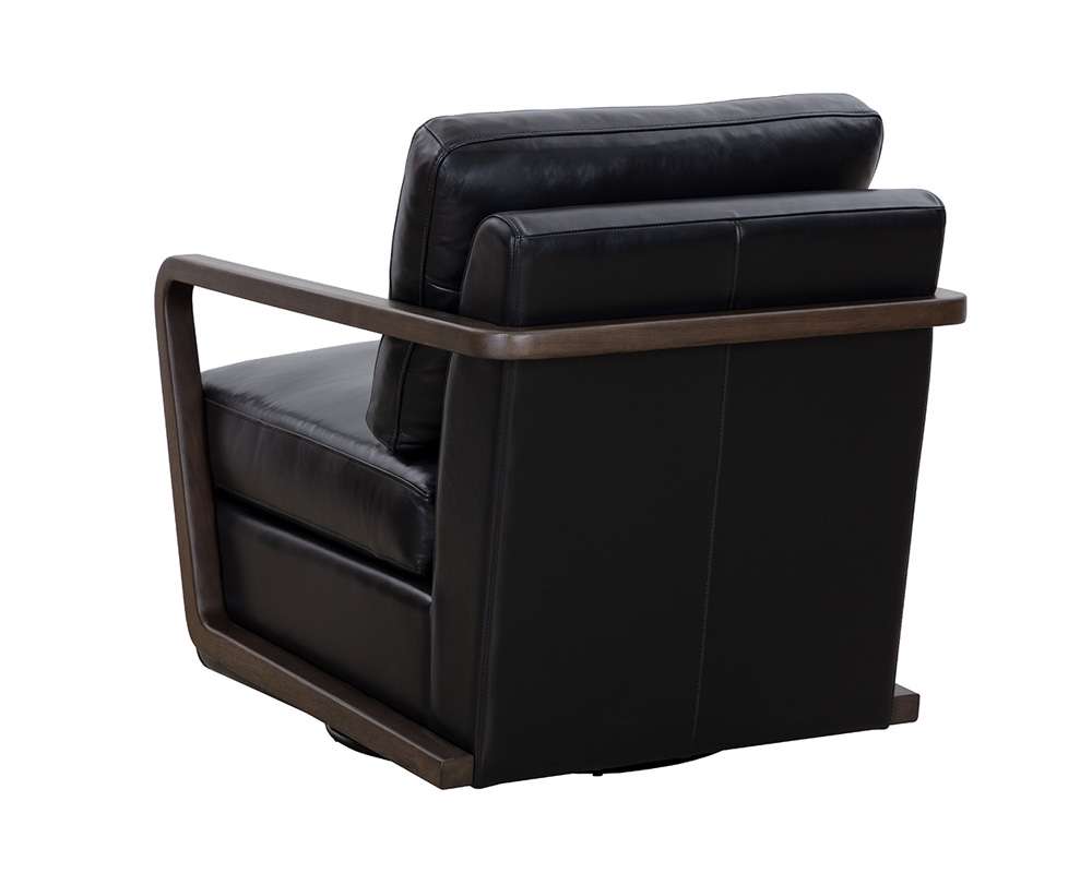 Sunpan - Westport Castell Swivel Lounge Chair - Brown - Cortina Black Leather - 111248 veiw 4