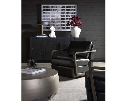 Sunpan - Westport Castell Swivel Lounge Chair - Brown - Cortina Black Leather - 111248 veiw 5