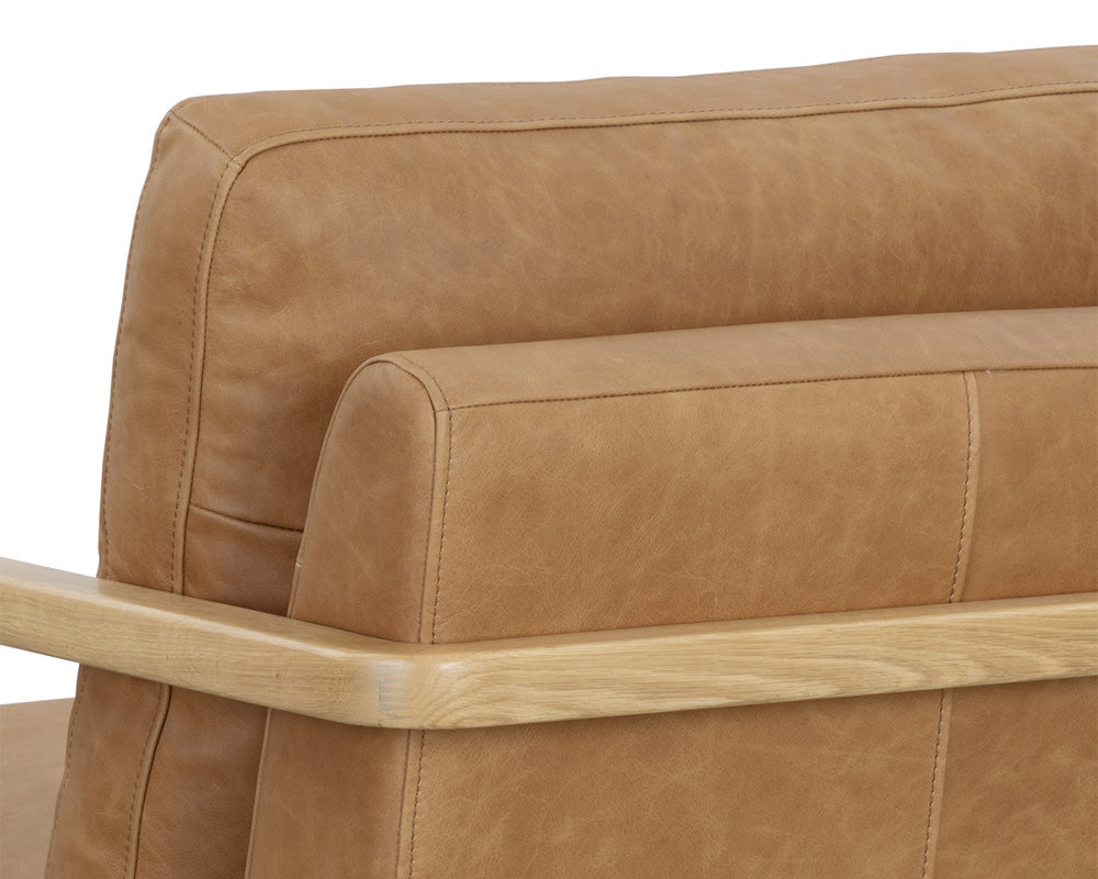 Sunpan - Westport Castell Swivel Lounge Chair - Rustic Oak - Ludlow Sesame Leather - 111249_CLOSEOUT view 5
