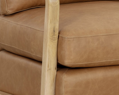 Sunpan - Westport Castell Swivel Lounge Chair - Rustic Oak - Ludlow Sesame Leather - 111249_CLOSEOUT view 6