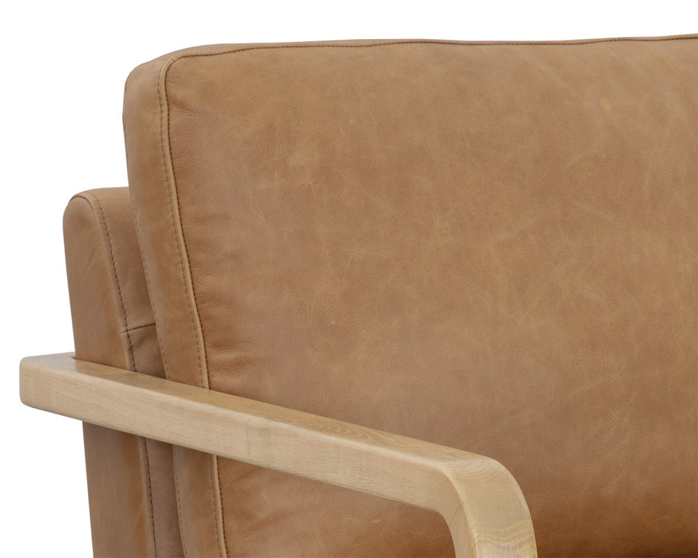 Sunpan - Westport Castell Swivel Lounge Chair - Rustic Oak - Ludlow Sesame Leather - 111249_CLOSEOUT view 7