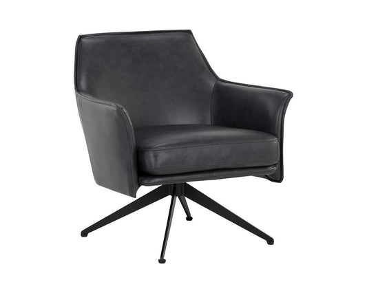 Sunpan - Crosby Swivel Lounge Chair - Alpine Black Leather - 111085 veiw 1