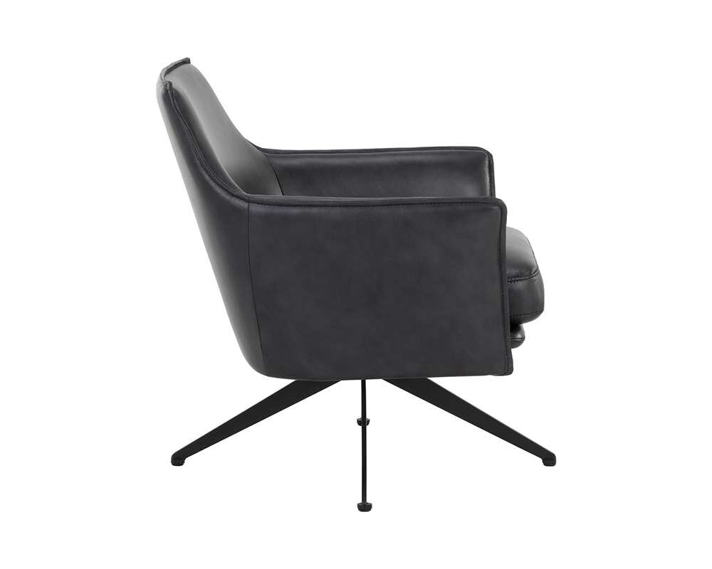 Sunpan - Crosby Swivel Lounge Chair - Alpine Black Leather - 111085 veiw 3