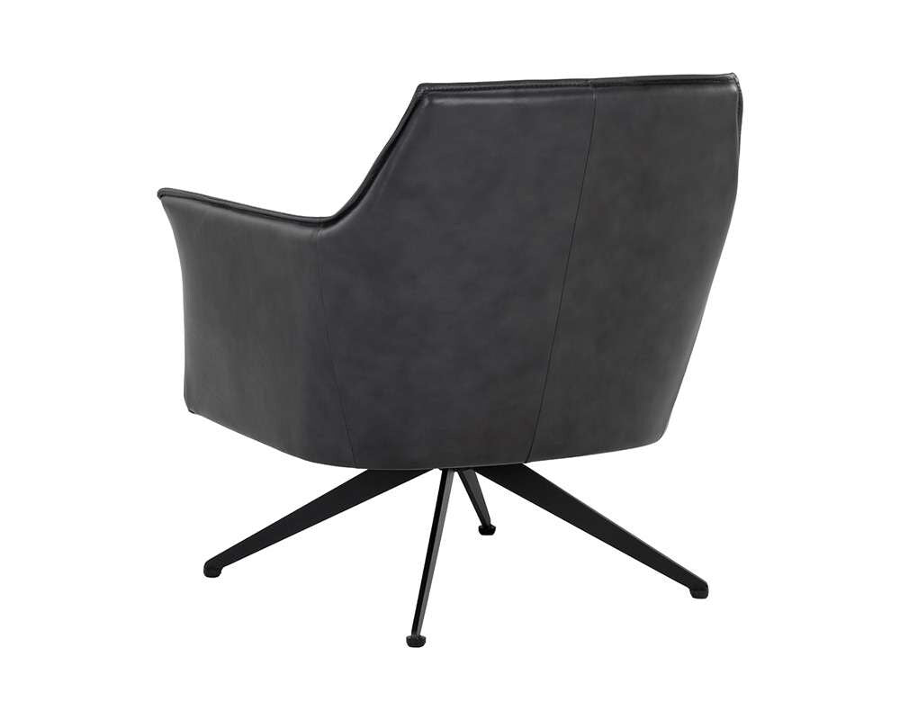 Sunpan - Crosby Swivel Lounge Chair - Alpine Black Leather - 111085 veiw 4