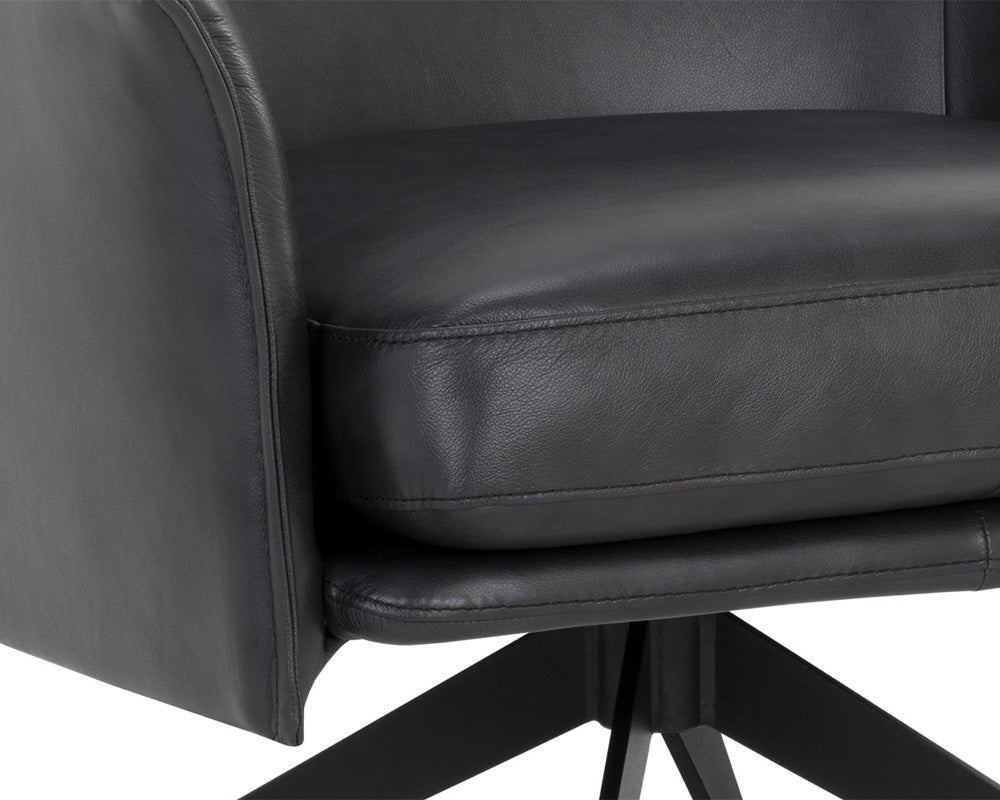 Sunpan - Crosby Swivel Lounge Chair - Alpine Black Leather - 111085 view 8