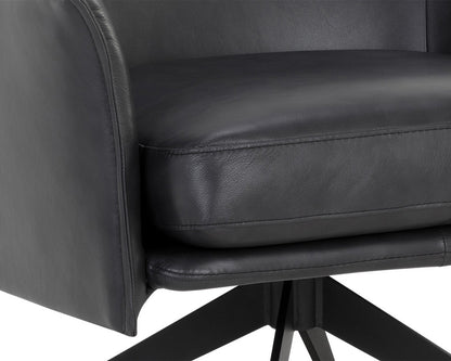 Sunpan - Crosby Swivel Lounge Chair - Alpine Black Leather - 111085 view 8