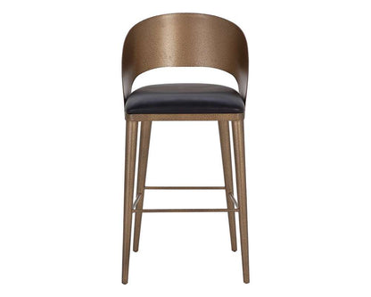 Sunpan - Dezirae Barstool - Antique Brass - Charcoal Black Leather - 111052 veiw 2