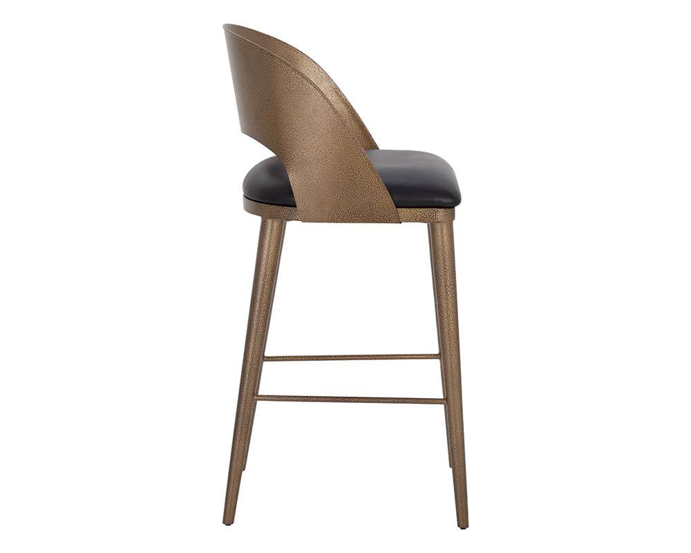 Sunpan - Dezirae Barstool - Antique Brass - Charcoal Black Leather - 111052 veiw 3