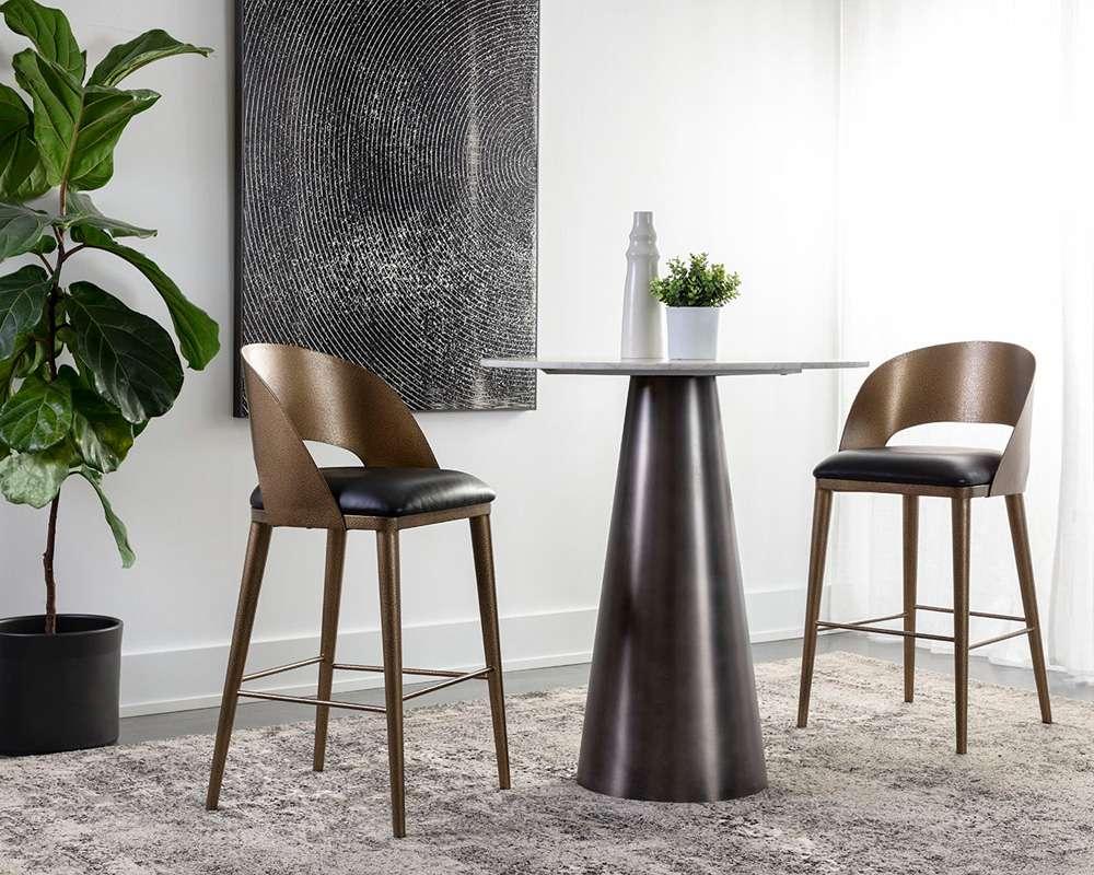Sunpan - Dezirae Barstool - Antique Brass - Charcoal Black Leather - 111052 veiw 5