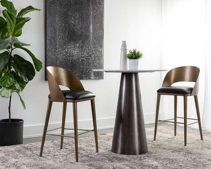 Sunpan - Dezirae Barstool - Antique Brass - Charcoal Black Leather - 111052 veiw 5
