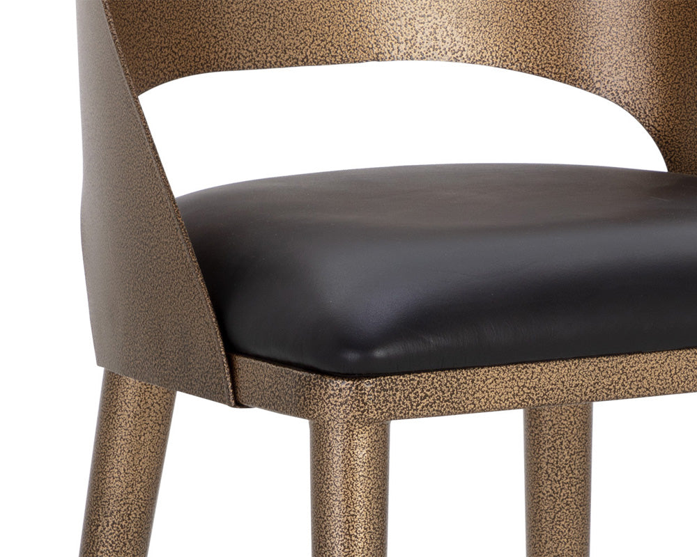 Sunpan - Dezirae Barstool - Antique Brass - Charcoal Black Leather - 111052 view 6
