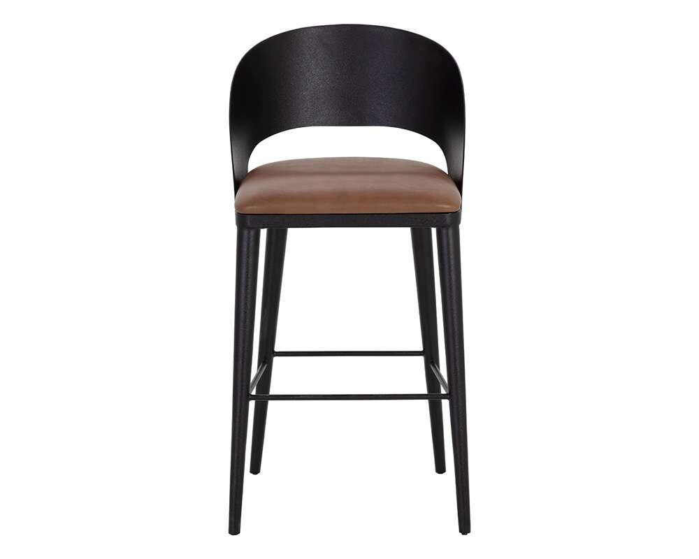 Sunpan - Dezirae Barstool - Black - Cognac Leather - 111051 veiw 2