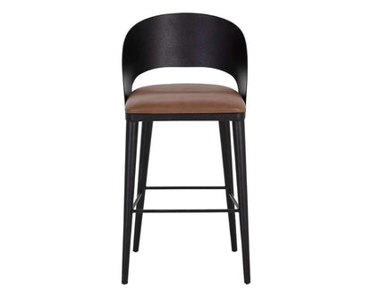 Sunpan - Dezirae Barstool - Black - Cognac Leather - 111051 veiw 2