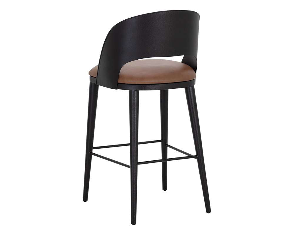 Sunpan - Dezirae Barstool - Black - Cognac Leather - 111051 veiw 4