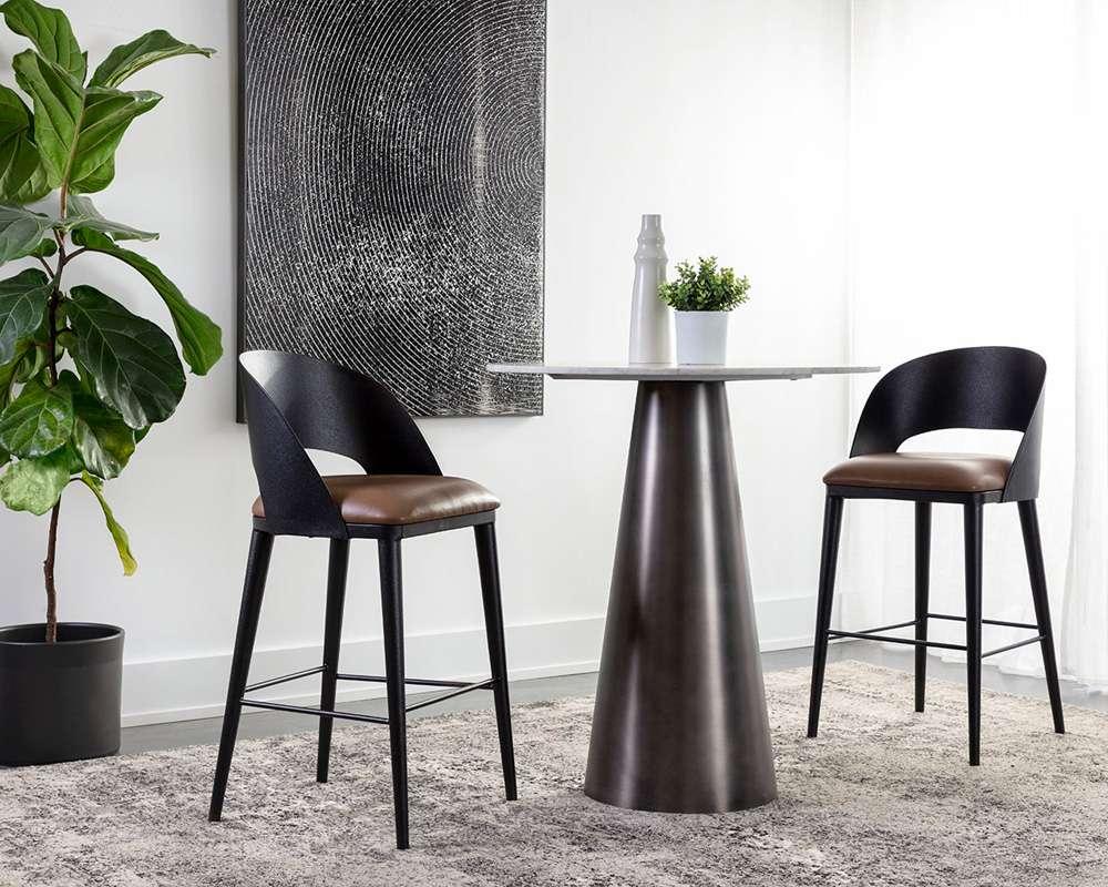 Sunpan - Dezirae Barstool - Black - Cognac Leather - 111051 veiw 5
