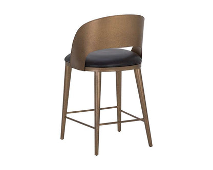 Sunpan - Dezirae Counter Stool - Antique Brass - Charcoal Black Leather - 111047 veiw 4