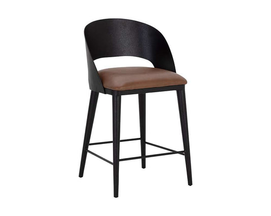 Sunpan - Dezirae Counter Stool - Black - Cognac Leather - 111043 veiw 1