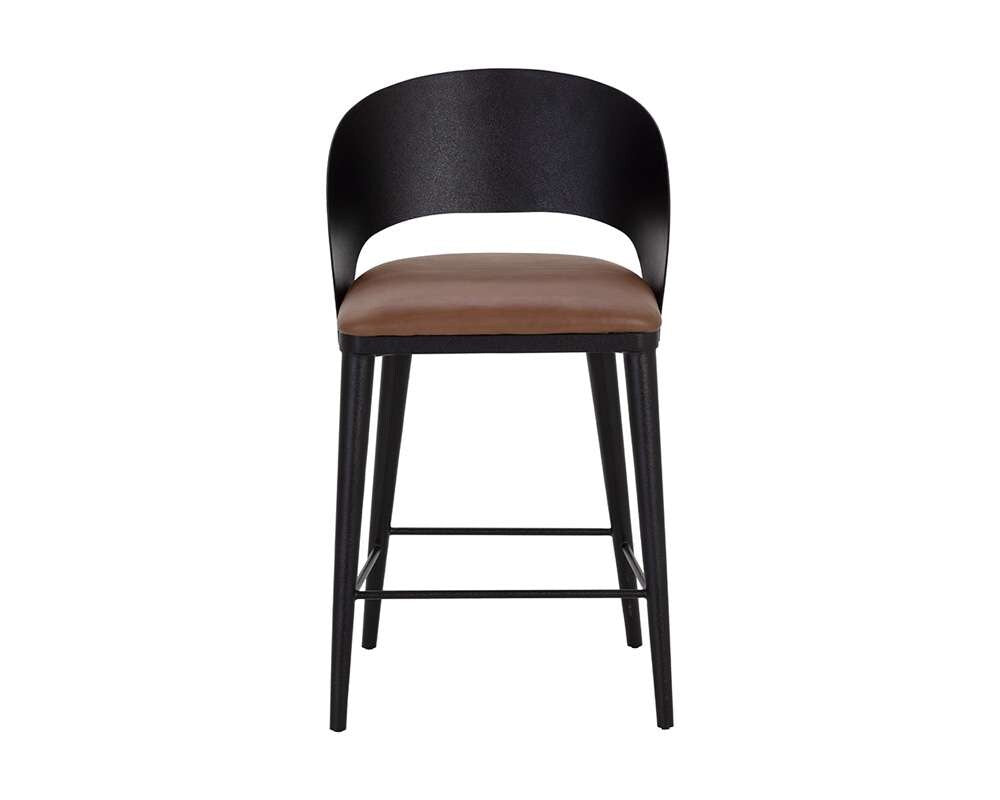 Sunpan - Dezirae Counter Stool - Black - Cognac Leather - 111043 veiw 2