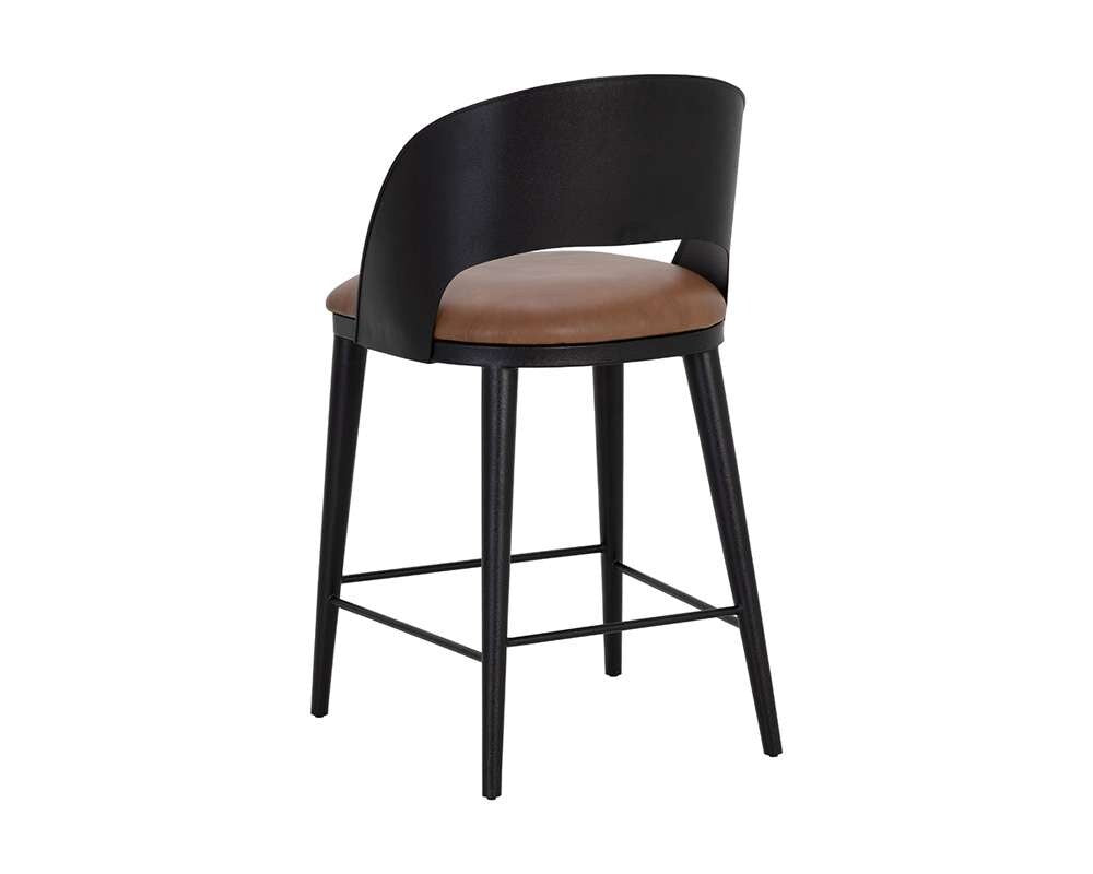 Sunpan - Dezirae Counter Stool - Black - Cognac Leather - 111043 veiw 4