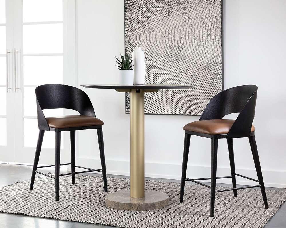 Sunpan - Dezirae Counter Stool - Black - Cognac Leather - 111043 veiw 5