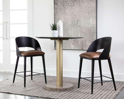 Sunpan - Dezirae Counter Stool - Black - Cognac Leather - 111043 veiw 5