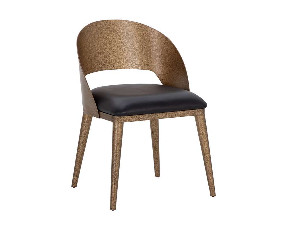 Sunpan - Dezirae Dining Chair - Antique Brass - Charcoal Black Leather - 111041 veiw 1