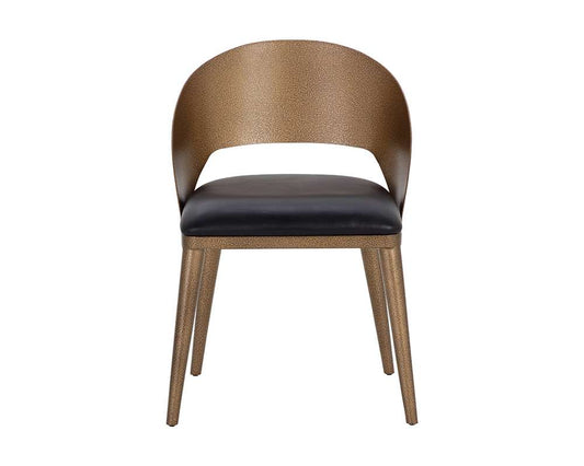 Sunpan - Dezirae Dining Chair - Antique Brass - Charcoal Black Leather - 111041 veiw 2