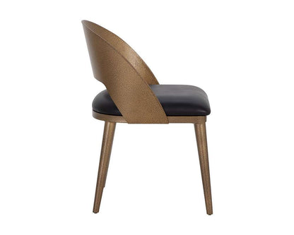 Sunpan - Dezirae Dining Chair - Antique Brass - Charcoal Black Leather - 111041 veiw 3