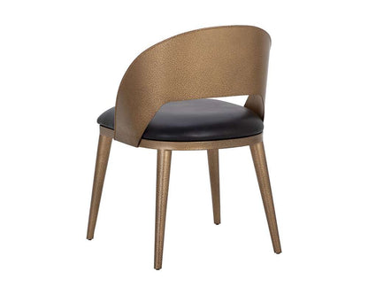 Sunpan - Dezirae Dining Chair - Antique Brass - Charcoal Black Leather - 111041 veiw 4