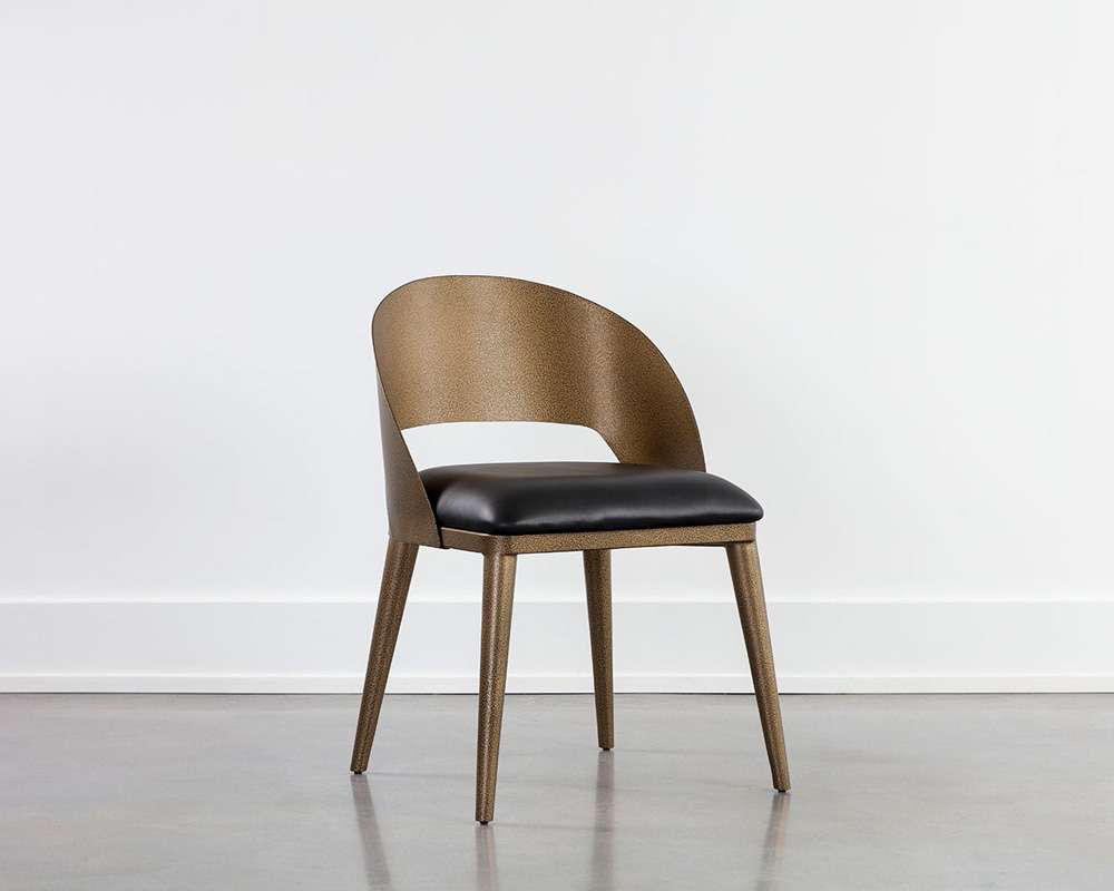 Sunpan - Dezirae Dining Chair - Antique Brass - Charcoal Black Leather - 111041 veiw 5