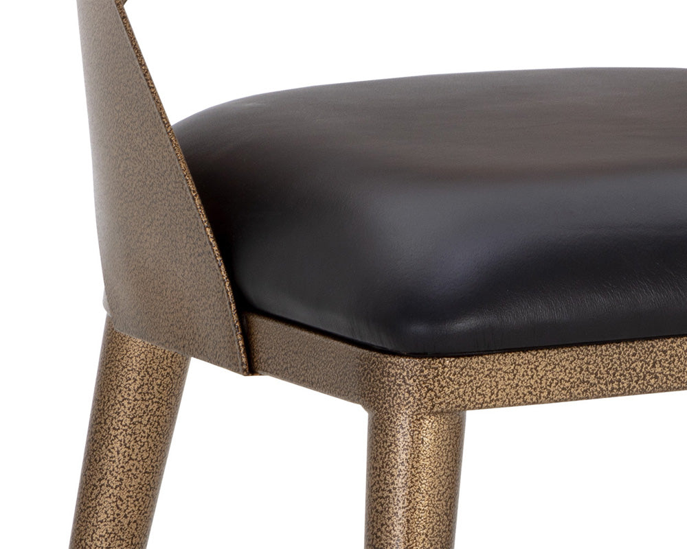 Sunpan - Dezirae Dining Chair - Antique Brass - Charcoal Black Leather - 111041 view 6