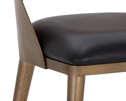 Sunpan - Dezirae Dining Chair - Antique Brass - Charcoal Black Leather - 111041 view 6