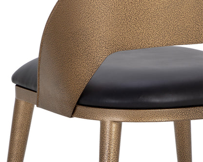 Sunpan - Dezirae Dining Chair - Antique Brass - Charcoal Black Leather - 111041 view 7